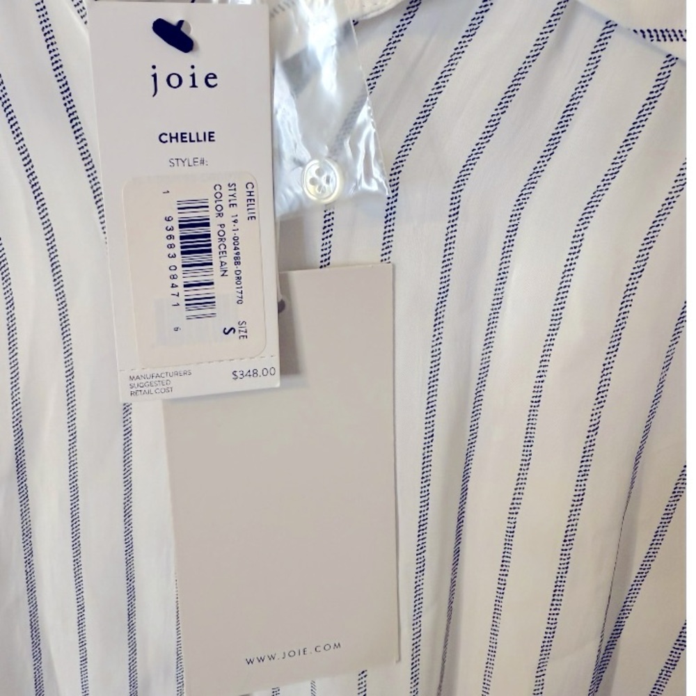 NWT Joie Chellie Pinstriped Midi Shirt Dress Small Classic Beauty - Picture 9 of 9